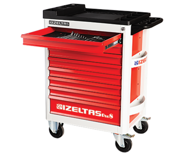 İzeltaş Pro Serisi Takım Dolabı Gri Gövde Kırmızı Çekmece (6 Çekmeceli)