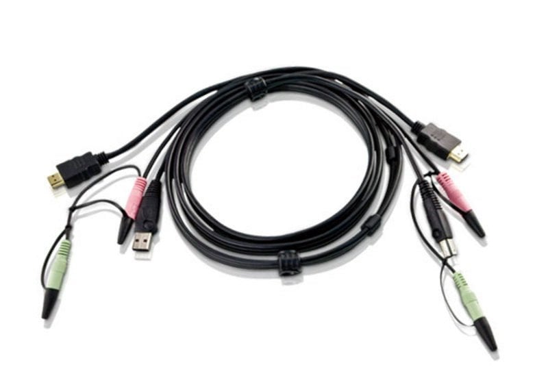 Aten Usb Hdmı Kvm Kablosu, Hoparlör Ve Mikrofon Bağlanabilir, 1.8 Mt