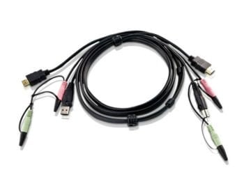 Aten Usb Hdmı Kvm Kablosu, Hoparlör Ve Mikrofon Bağlanabilir, 1.8 Mt