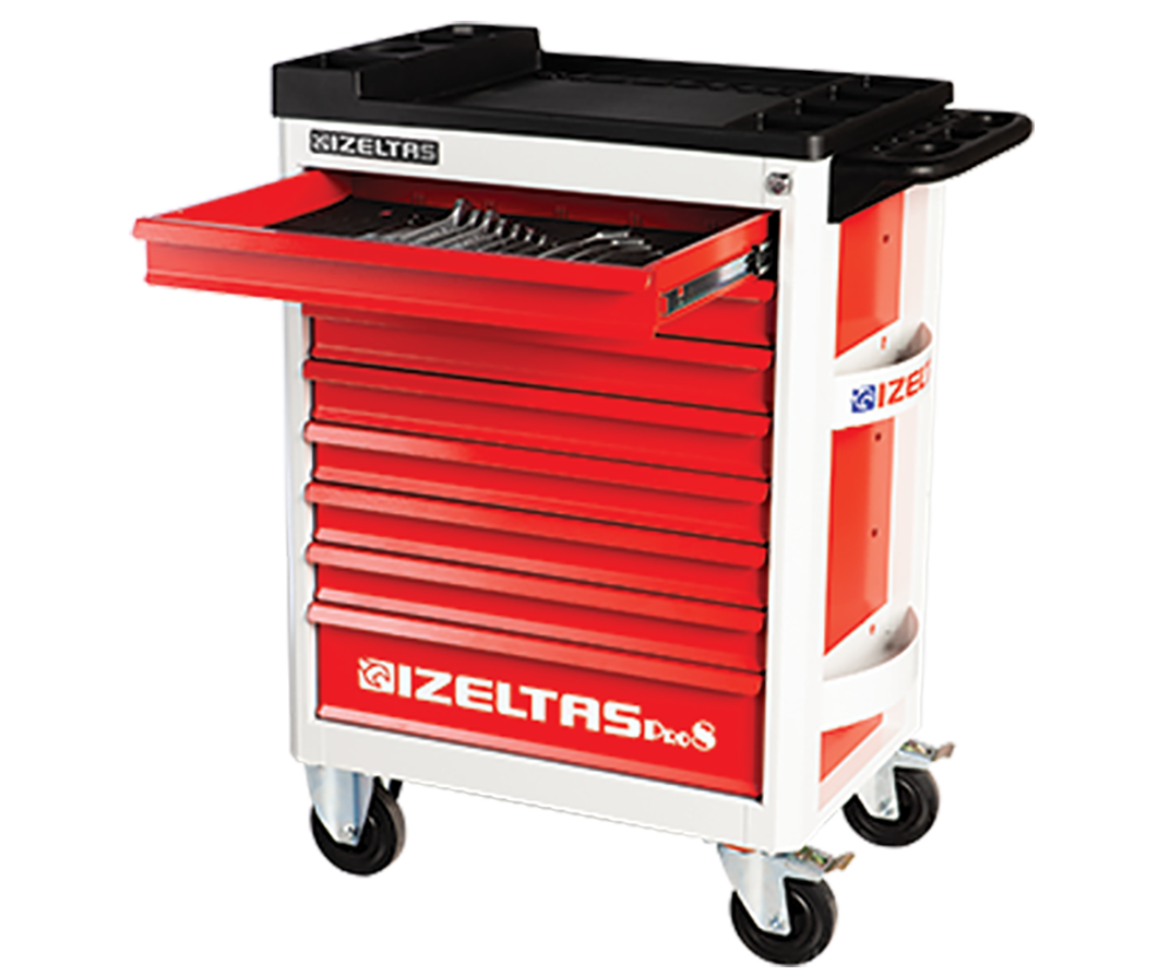 İzeltaş Pro Serisi Takım Dolabı Gri Gövde Kırmızı Çekmece (5 Çekmeceli) (Boş)