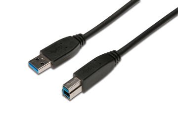 Assmann Usb 3.0 Bağlantı Kablosu, Usb A Erkek - Usb B Erkek, 1.80 Mt, Cu, Awg 28, 2X Zırhlı, Ul, Siyah Renk