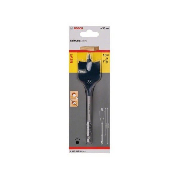 Bosch SelfCut Speed Yaprak Ahşap Matkap Ucu 1/4 İnç Altıgen Şaft 38x152 mm - 2608595501