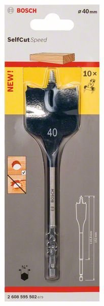 Bosch SelfCut Speed Yaprak Ahşap Matkap Ucu 1/4 İnç Altıgen Şaft 40x152 mm - 2608595502