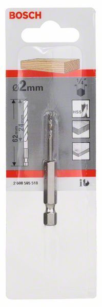 Bosch Ahşap Matkap Ucu HSS Altıgen Şaft 2x62 mm - 2608595518