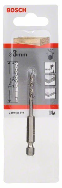 Bosch Ahşap Matkap Ucu HSS Altıgen Şaft 3x74 mm - 2608595519