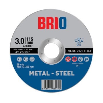 Brio Kesme Taşı 115X3 Metal 10 adet