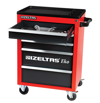 İzeltaş Eko Serisi Takım Dolabı Kırmızı Gövde Gri Çekmece (7 Çekmeceli)