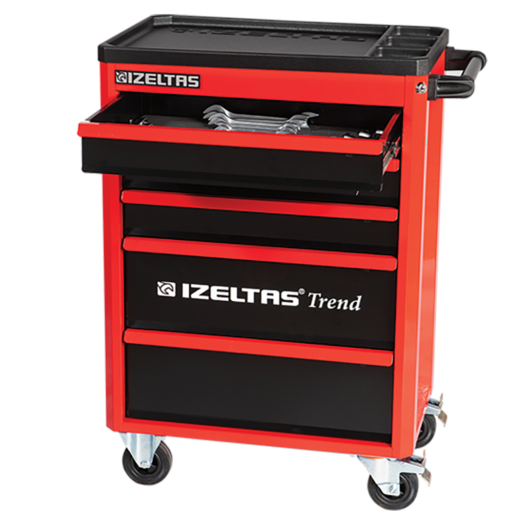 İzeltaş Trend Serisi Takım Dolabı Kırmızı Gövde Gri Çekmece (7 Çekmeceli)