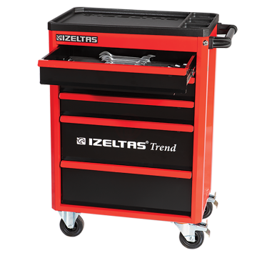 İzeltaş Trend Serisi Takım Dolabı Kırmızı Gövde Gri Çekmece (7 Çekmeceli)