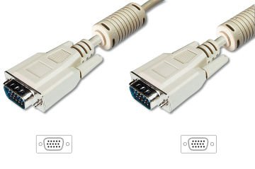 Assmann Vga Monitör Kablosu, Dsub 15 Erkek Dsub 15 Erkek, 3 Mt, Cu, 3Coax/7C, Awg28, 2X Ferrite Filtreli, Ul, Bej Renk