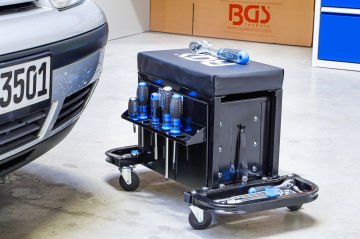 Brio Tamirci Sandalyesi 3 Gözlü Çekmeceli 2 Raflı Tekerlekli Çalışma Sandalyesi