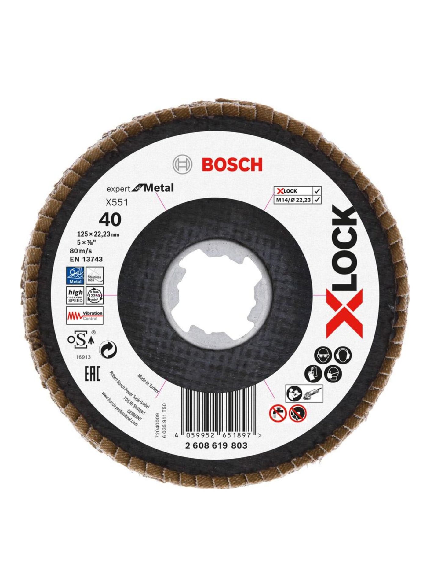 Bosch x551 Exm Açılı Flap Disk x-Lock 40 Kum 125 Mm - 2608619803