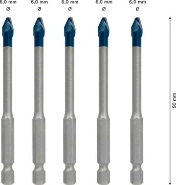 Bosch Seramik Matkap Ucu Expert HEX-9 HardCeramic Set 6 mm (5 Adet) - 2608900599