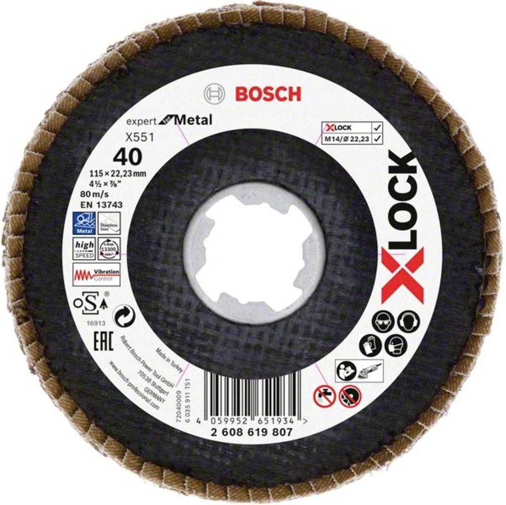 Bosch x551 Exm Açılı Flap Disk x-Lock 40 Kum 115 Mm - 2608619807