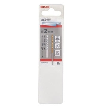 Bosch Metal Matkap Ucu HSS-TiN (DIN 338) Titanyum 2,0x49 mm (1 Adet) - 2608596671