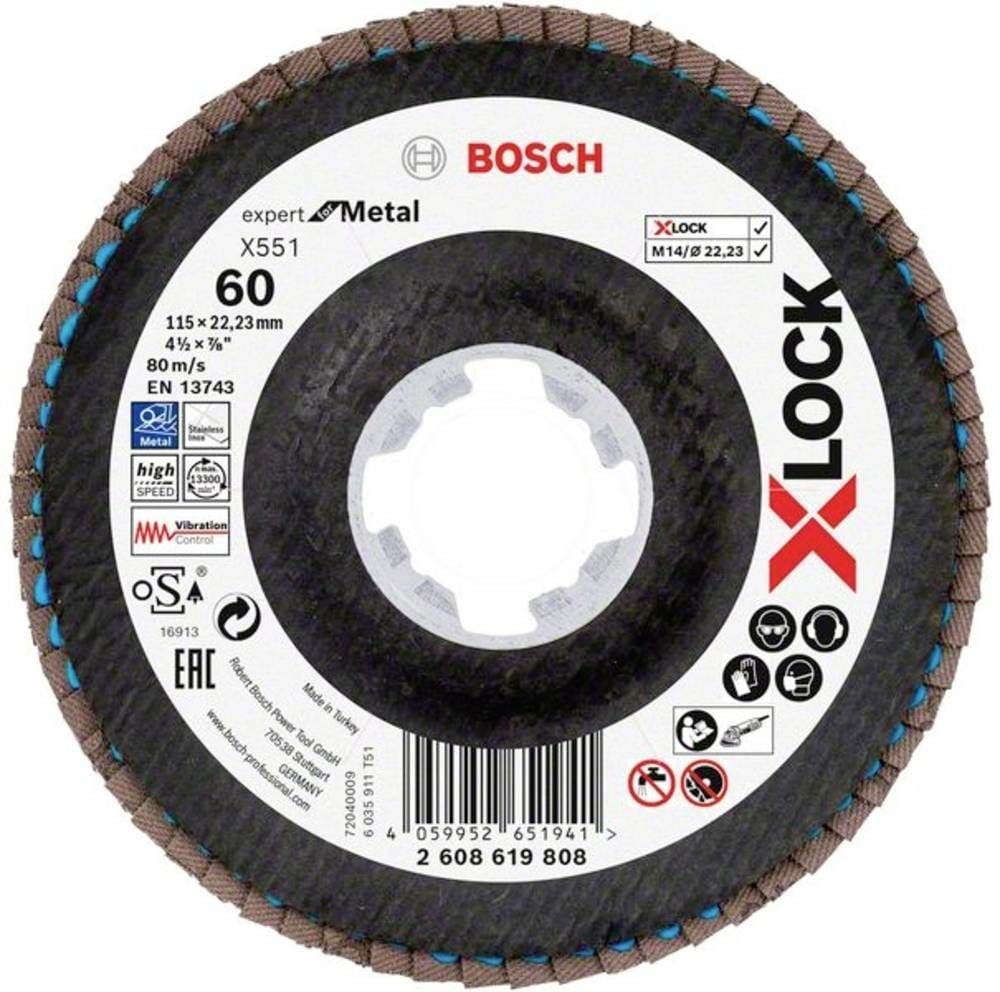 Bosch x551 Exm Açılı Flap Disk x-Lock 60 Kum 115 Mm - 2608619808