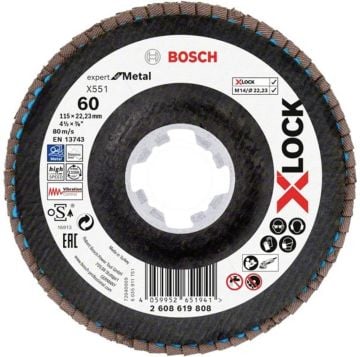 Bosch x551 Exm Açılı Flap Disk x-Lock 60 Kum 115 Mm - 2608619808