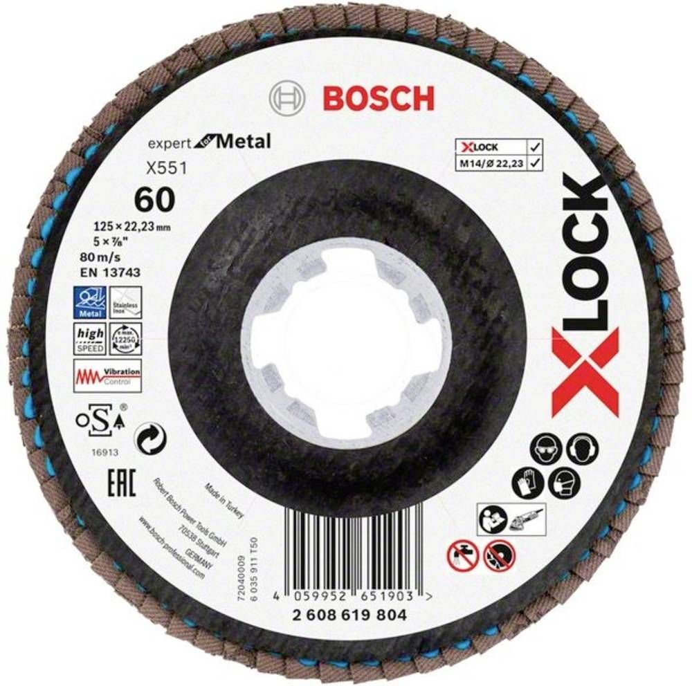 Bosch x551 Exm Açılı Flap Disk x-Lock 60 Kum 125 Mm - 2608619804