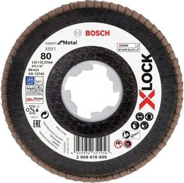 Bosch x551 Exm Açılı Flap Disk x-Lock 80 Kum 115 Mm - 2608619809