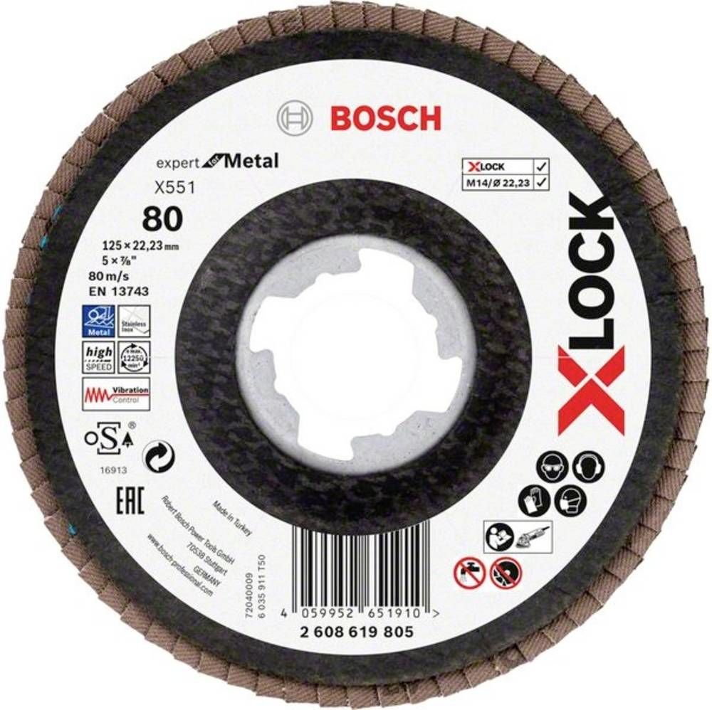 Bosch x551 Exm Açılı Flap Disk x-Lock 80 Kum 125 Mm - 2608619805
