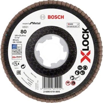 Bosch x551 Exm Açılı Flap Disk x-Lock 80 Kum 125 Mm - 2608619805