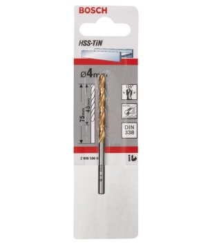 Bosch Metal Matkap Ucu HSS-TiN (DIN 338) Titanyum 4,0x75 mm (1 Adet) - 2608596691
