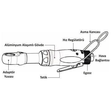 Gison Gp-854J Adaptörlü Havalı Cırcır Kolu - GP854J