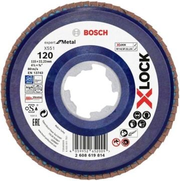 Bosch x551 Exm Düz Plastik Flap Disk x-Lock 120 Kum 115 Mm - 2608619814