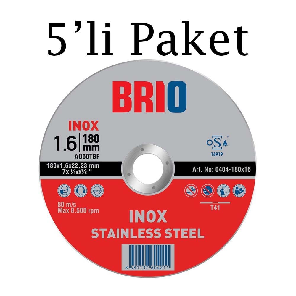 Brio Kesme Taşı 180X16 Inox 5'li Paket