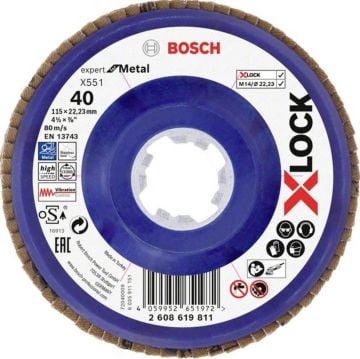 Bosch x551 Exm Düz Plastik Flap Disk x-Lock 40 Kum 115 Mm - 2608619811