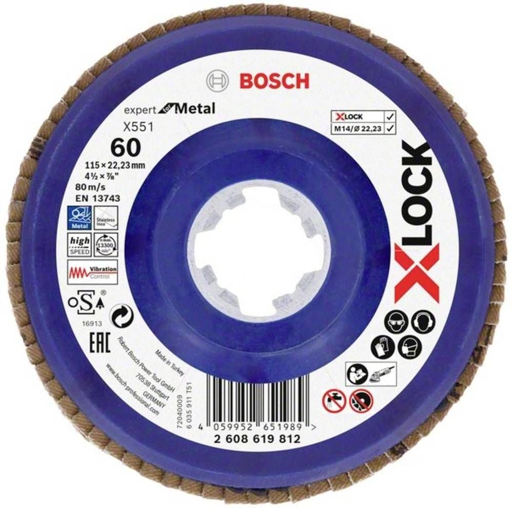 Bosch x551 Exm Düz Plastik Flap Disk x-Lock 60 Kum 115 Mm - 2608619812