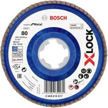 Bosch x551 Exm Düz Plastik Flap Disk x-Lock 80 Kum 125 Mm - 2608619817