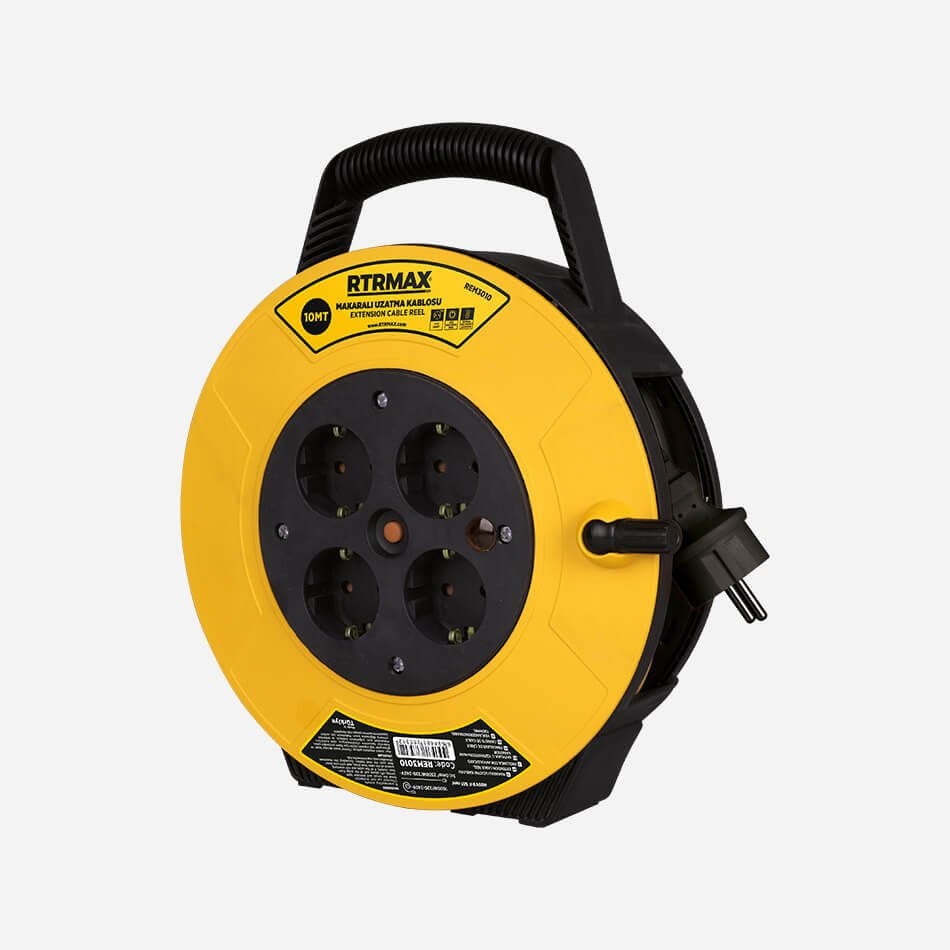Rtrmax REM3010 Makaralı Uzatma Kablosu El Tipi 10Mt 3x1 Mm