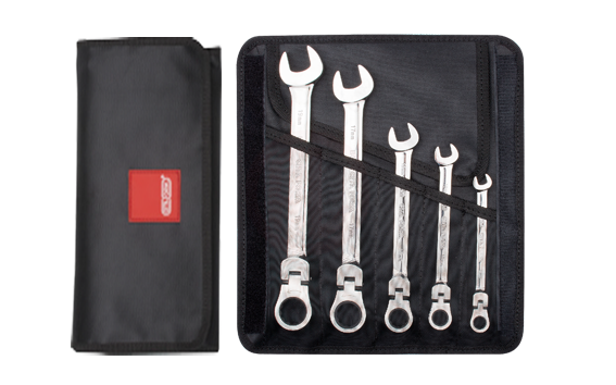 Ceta Form 5 Parça C-Gear Cırcırlı Kombine Anahtar Takımı (Mafsallı) Bez Çantalı