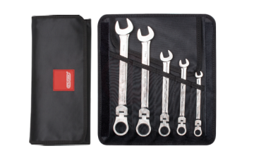 Ceta Form 5 Parça C-Gear Cırcırlı Kombine Anahtar Takımı (Mafsallı) Bez Çantalı