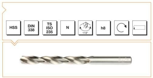 Makine Takım Silindirik Saplı Kısa Metal Matkap Ucu Hss Dın 338 Rn Taşlanmış 4,5X80 Mm