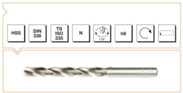 Makine Takım Silindirik Saplı Kısa Metal Matkap Ucu Hss Dın 338 Rn Taşlanmış 4,5X80 Mm