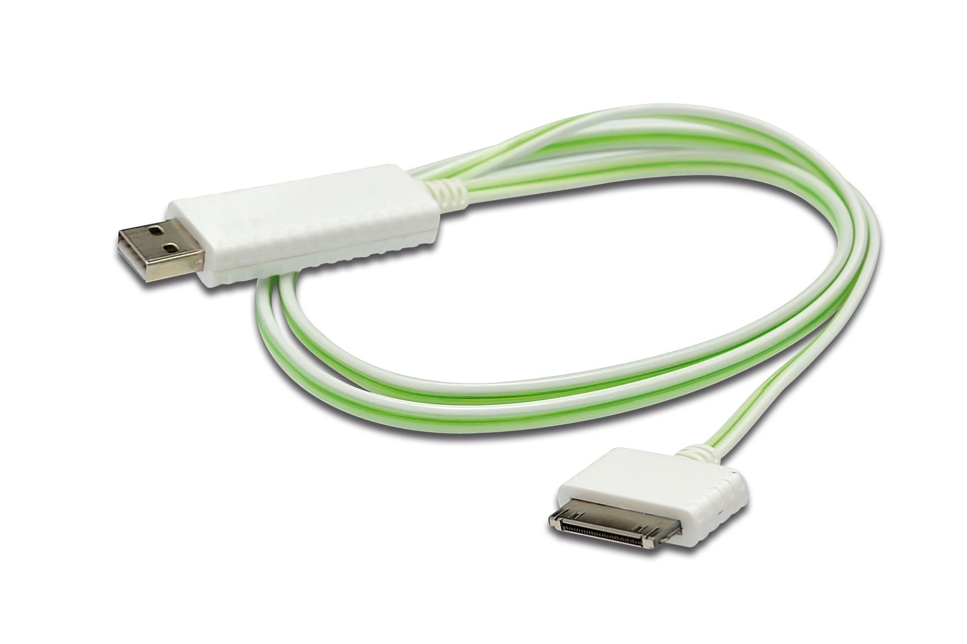Assmann Digitus Senkronizasyon Ve Şarj İçin Flux Connect Işıklı Kablo, Apple Dock Erkek Usb A Erkek 0.90 Mt, Awg28, Beyaz Renk, İpod, İphone İçin İdeal