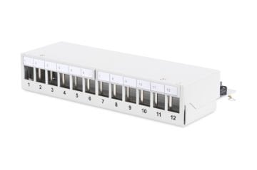 Assmann Digitus 12 Port Modüler Masaüstü Tip Patch Panel, Zırhlı (Shielded), Lsa, Ral 7035, Açık Gri Renk