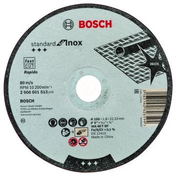 Bosch Kesme Diski Standard For Inox Düz 150x22,23x1,6 mm (WA 46 T BF) - 2608601513