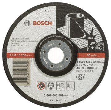 Bosch Paslanmaz Taşlama Diski Expert For Inox Bombeli 150x22,23x6,0 mm (AS 30 S INOX BF) - 2608602489