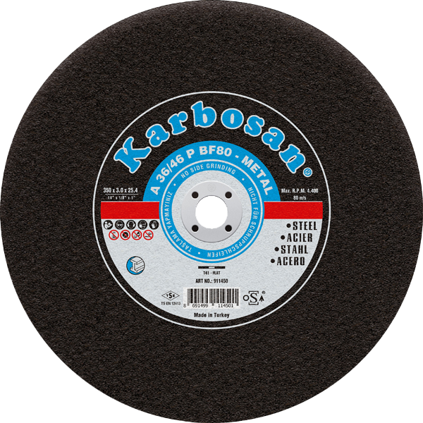 Karbosan Metal Sabit Tezgah Kesme Disk T41 Düz 400X4,0X40 Mm A 30/36 P Bf80