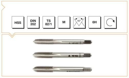 Makine Takım Metrik Normal Vidalı 3 Lü Takım Kılavuzu Hss Dın 352 (6H) M9X63 Mm