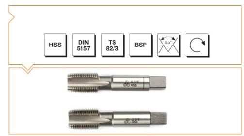 Makine Takım Whitworth Boru Vidalı 2 Li Takım Kılavuzu Hss Dın 5157 G 3/8 İnç X 70 Mm