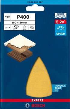 Bosch Zımpara Kağıdı Expert C470 100x150 400 Kum 7 Delikli 10 Lu Paket - 2608901167