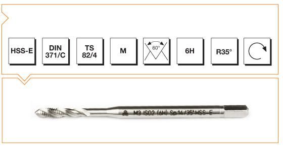 Makine Takım Metrik Normal Vidalı Helis Kanallı Makina Kılavuzu Hss-E Dın 371/C M12 X 110 Mm