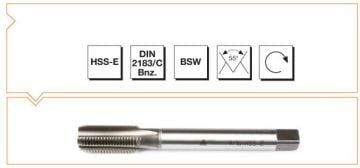Makine Takım Whitworth Vidalı Düz Kanallı Makine Kılavuzu Hss-E Dın 2183/C W 1/2 İnç X 110 Mm