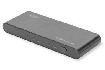 Assmann Digitus 5 Port Ultra Hd 4K Hdmı Switch, 4K2K, 3D Görüntü Formatlarını Destekler, 5 Giriş (Hdmı Arayüzlü Kaynak Cihaz), 1 Çıkış (Hdmı Arayüzlü Görüntü Aygıtı), Uzaktan Kumanda Ünitesi Ürünle Birlikte Gelmektedir, Alüminyum Digitus 4K Hdmı Swit
