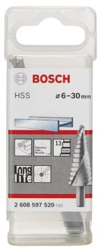 Bosch Spiral Kanallı HSS 13 Kademeli Matkap Ucu Üç Yüzeyli Şaft Ø6-30 mm - 2608597520