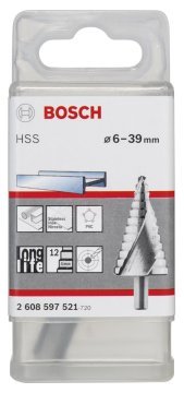 Bosch Spiral Kanallı HSS 12 Kademeli Matkap Ucu Üç Yüzeyli Şaft Ø6-39 mm - 2608597521